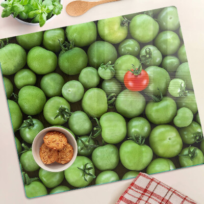 Planche à découper verre Tomates vertes avec une touche rouge