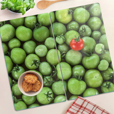 Planche à découper verre Tomates vertes avec une touche rouge