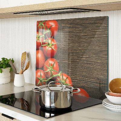Planche à découper verre Tomates sur fond de bois
