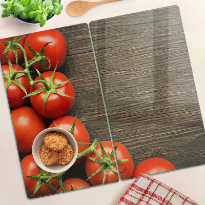 Planche à découper verre Tomates sur fond de bois