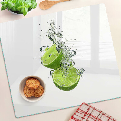 Planche à découper en verre Citrons dans de l'eau pétillante
