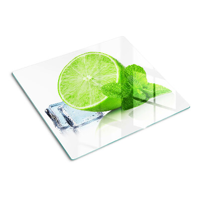Planche à découper verre Citron vert à la menthe et à la glace