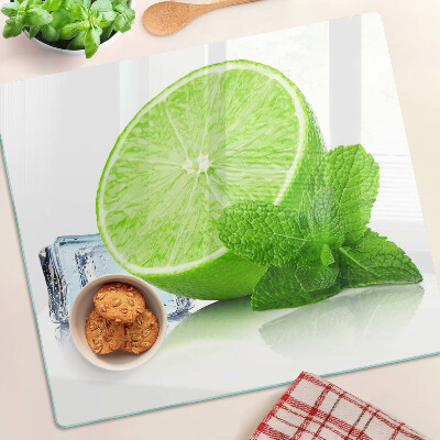Planche à découper verre Citron vert à la menthe et à la glace