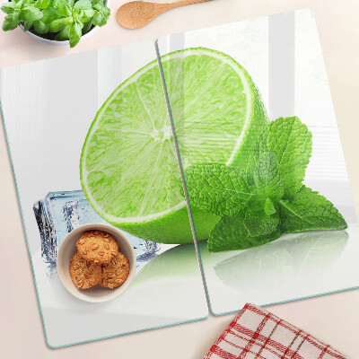 Planche à découper verre Citron vert à la menthe et à la glace