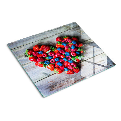 Planche à découper en verre Cœur de fruits des bois