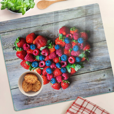 Planche à découper en verre Cœur de fruits des bois