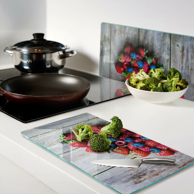 Planche à découper en verre Cœur de fruits des bois