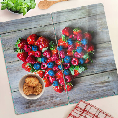 Planche à découper en verre Cœur de fruits des bois
