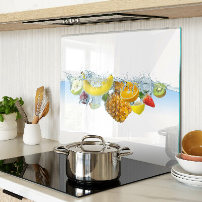 Planche à découper en verre Fruits dans l'eau