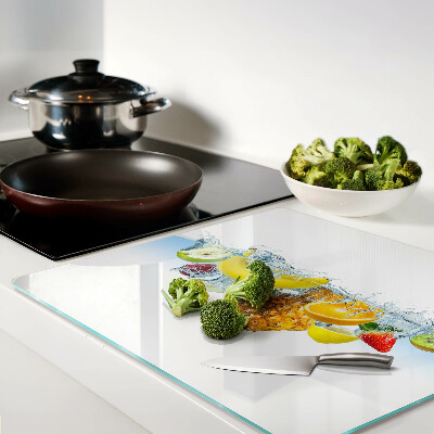 Planche à découper en verre Fruits dans l'eau