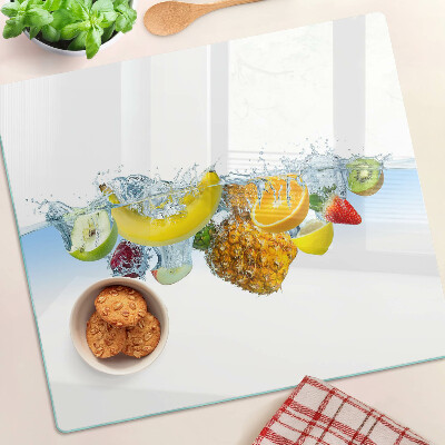 Planche à découper en verre Fruits dans l'eau