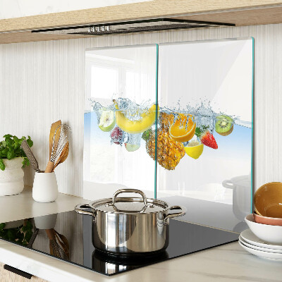Planche à découper en verre Fruits dans l'eau