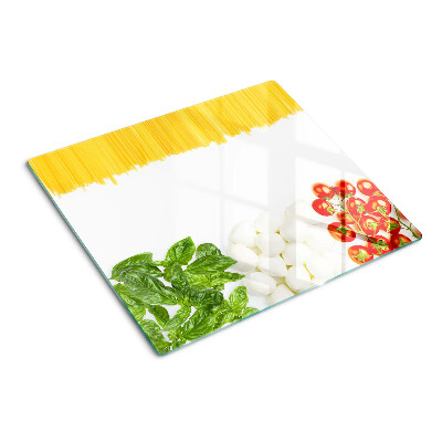Planche à découper verre Pâtes aux herbes et aux tomates