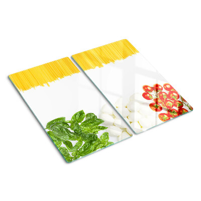 Planche à découper verre Pâtes aux herbes et aux tomates