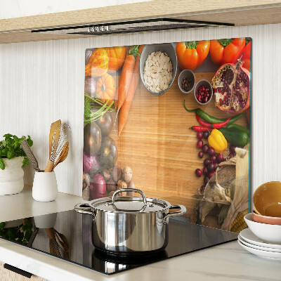 Planche à découper en verre Thème des légumes et des fruits