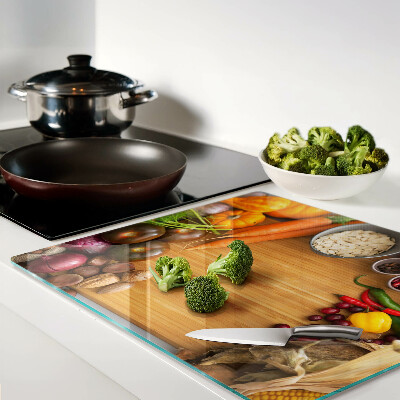 Planche à découper en verre Thème des légumes et des fruits