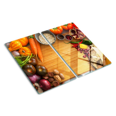 Planche à découper en verre Thème des légumes et des fruits