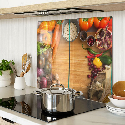 Planche à découper en verre Thème des légumes et des fruits