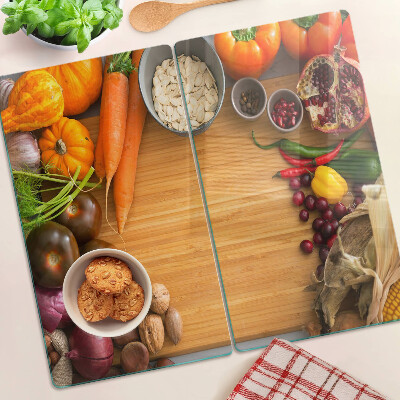 Planche à découper en verre Thème des légumes et des fruits