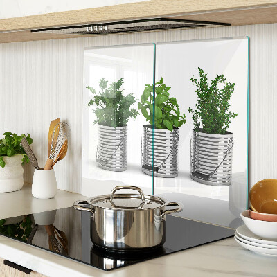 Planche à découper en verre Plantes dans des pots en métal