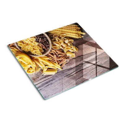 Planche à découper verre Pâtes et accents en bois