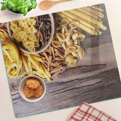 Planche à découper verre Pâtes et accents en bois