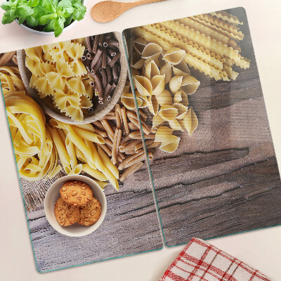Planche à découper verre Pâtes et accents en bois