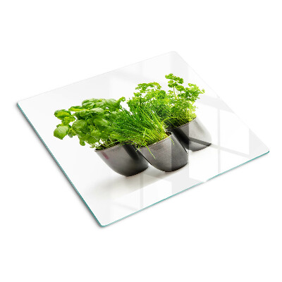 Planche à découper en verre Herbes en pots