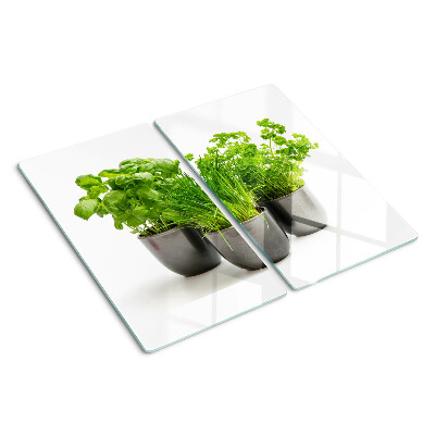 Planche à découper en verre Herbes en pots