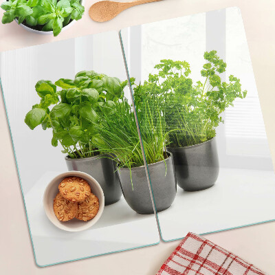 Planche à découper en verre Herbes en pots