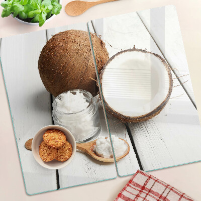 Planche à découper en verre La noix de coco et ses produits