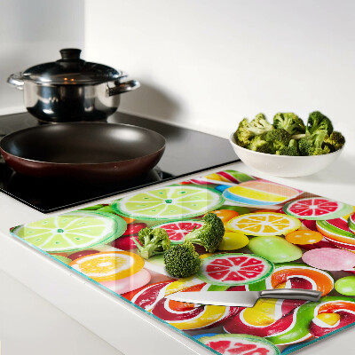 Planche à découper en verre Bonbons sucrés et fruits