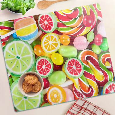 Planche à découper en verre Bonbons sucrés et fruits