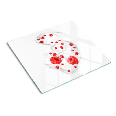 Planche à découper en verre Bulles de framboise dans l'eau