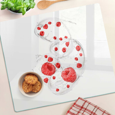 Planche à découper en verre Bulles de framboise dans l'eau