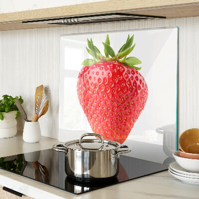 Planche à découper verre Fraise sur fond blanc