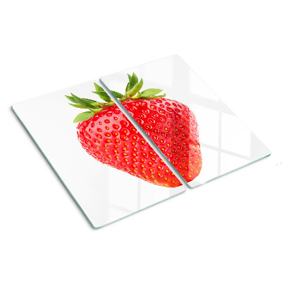 Planche à découper verre Fraise sur fond blanc