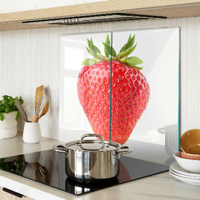 Planche à découper verre Fraise sur fond blanc