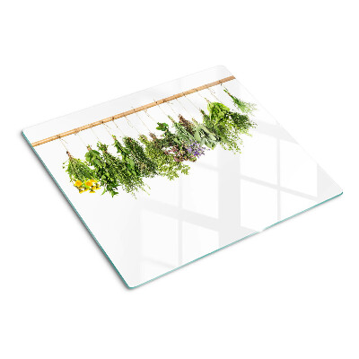 Planche à découper en verre Herbes séchées sur une ficelle