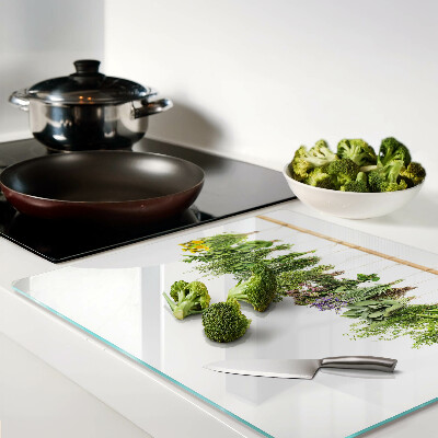 Planche à découper en verre Herbes séchées sur une ficelle