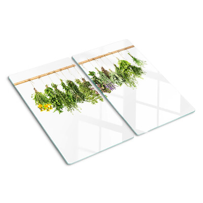 Planche à découper en verre Herbes séchées sur une ficelle