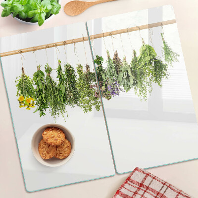 Planche à découper en verre Herbes séchées sur une ficelle