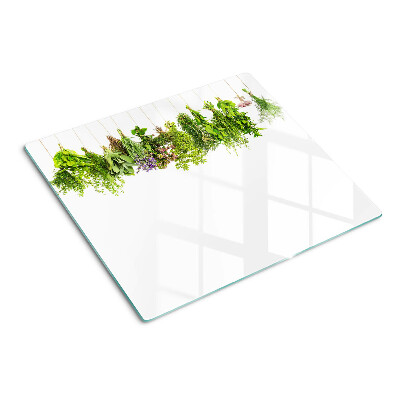 Planche à découper en verre Herbes en pots suspendus