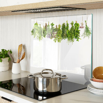 Planche à découper en verre Herbes en pots suspendus