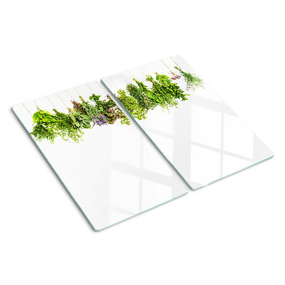 Planche à découper en verre Herbes en pots suspendus