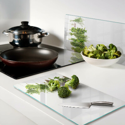 Planche à découper en verre Herbes en pots suspendus