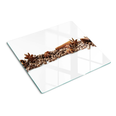 Planche à découper verre Épices et grains de café