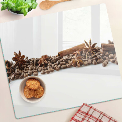 Planche à découper verre Épices et grains de café