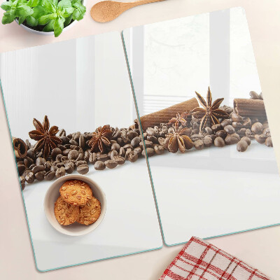Planche à découper verre Épices et grains de café