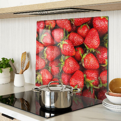 Planche à découper verre Fraises sur fond rouge